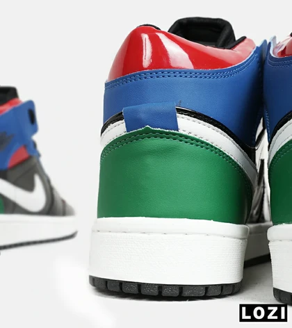 کتانی ساق‌دار زنانه و مردانه مشکی آبی قرمز Nike air jordan 1 مدل 6618