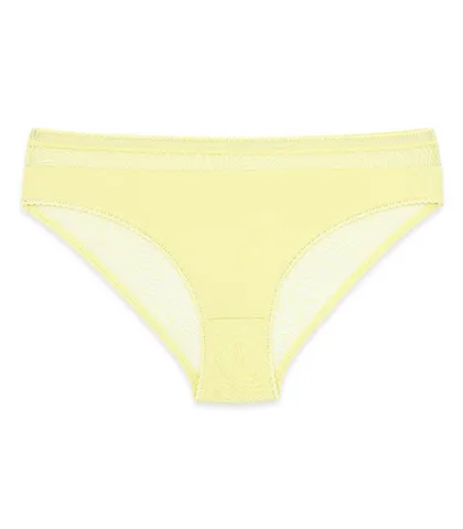 شورت زنانه اسلیپ میکروفایبر و دانتل Neev نیو کد 2430 لیمویی Lemon