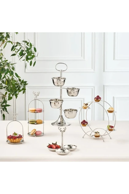 ظرف پذیرایی Karaca Home مدل Loren فلزی - نقره‌ای