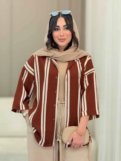 شومیز آستین پاکتی طرح راه راه