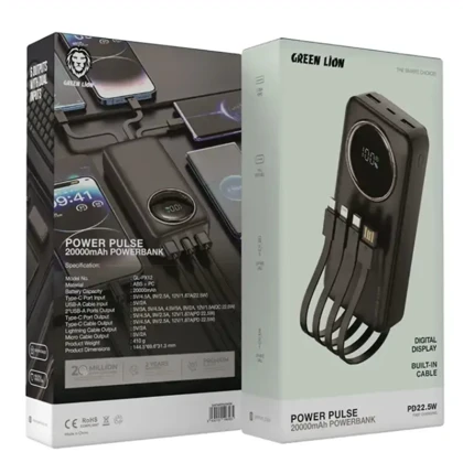 پاوربانک گرین لاین Green Lion مدل GL-PX12 ظرفیت 20000 میلی آمپر 22.5 وات