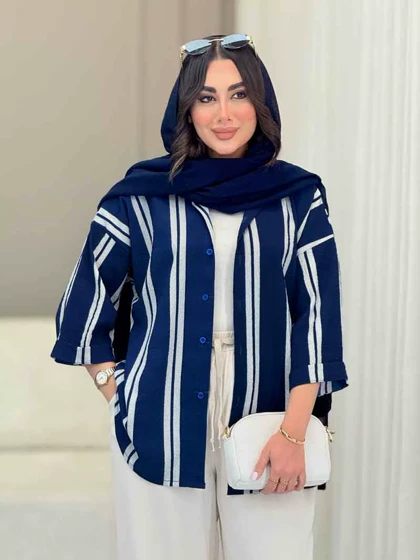 شومیز آستین پاکتی طرح راه راه