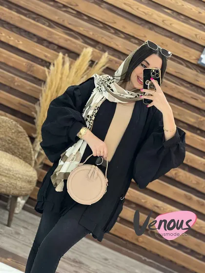 مانتو کتیبه آستین پفی