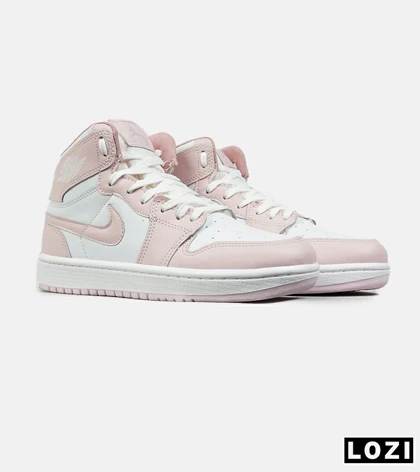 کفش کتانی ساق‌دار زنانه سفید صورتی نایک NIKE jordan 1 مدل 8040