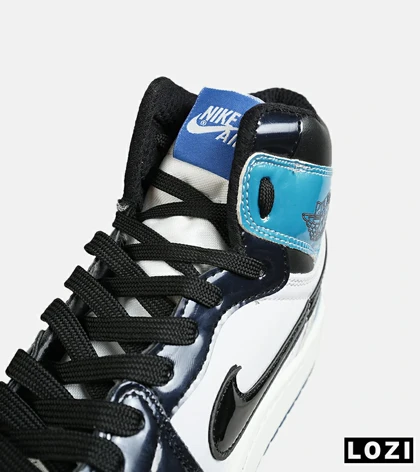 کفش کتانی ساق‌دار مردانه و زنانه مشکی سفید آبی NIKE jordan 1 مدل 7677