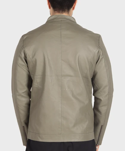 کت چرم مردانه ساده و زیپ‌دار 2519