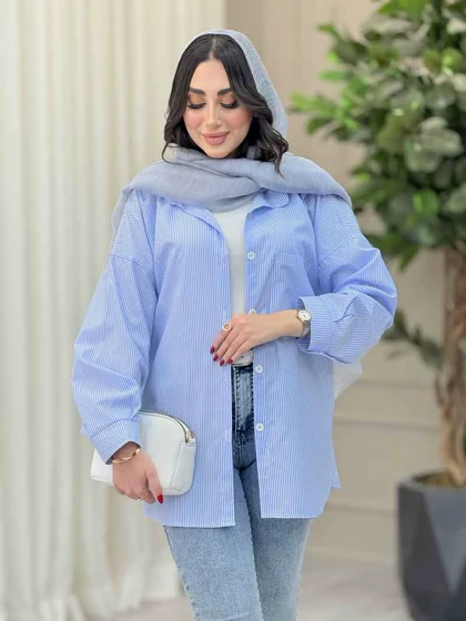مانتو راه راه تک جیب مهلا