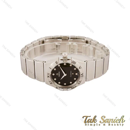 ساعت مچی امگا کانسلیشن زنانه سیلور صفحه مشکی ایندکس نگین Omega-5462-L