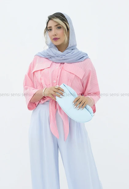 شومیز دوجیب پایین گره