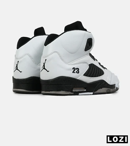 کتانی ساق‌دار مردانه سفید مشکی Nike air jordan 5 مدل 8294