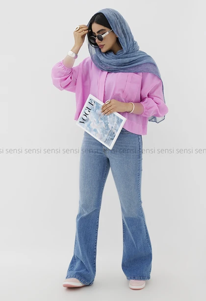 شومیز شیشه ای تک جیب کد1006022