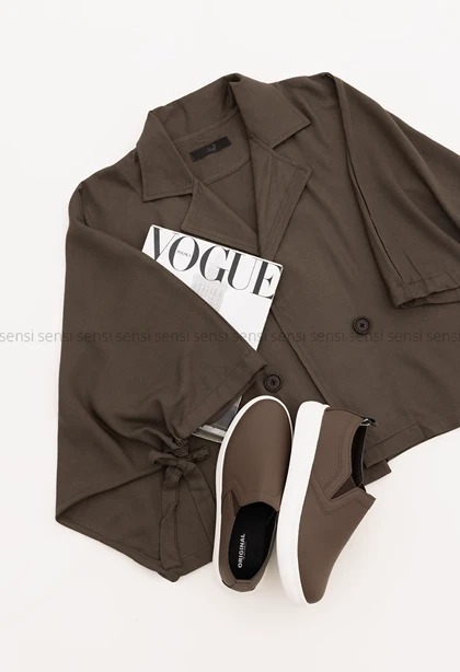 کت لینن آستین بندی کد1005676