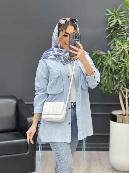 مانتو لینن جیب پیله بنددار