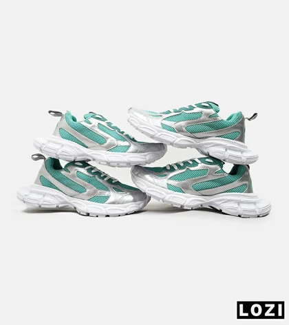 کفش کتانی مردانه و زنانه نقره ای سبز Balenciaga 3XL مدل 5135