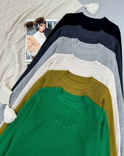 پلیور بافت یقه مروارید کد 4501