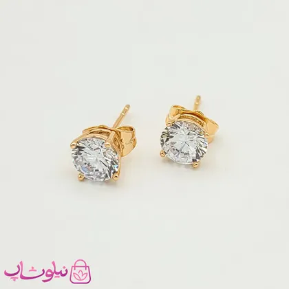 گوشواره دخترانه میخی ژوپینگ طلایی سفید