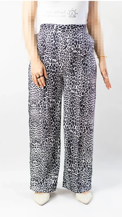 شلوار بگ پلنگی سیاه و سفید