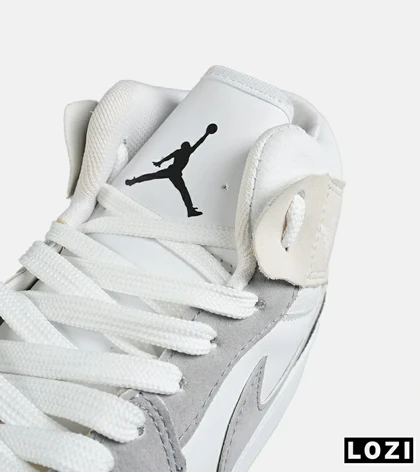 کفش کتانی ساق‌دار مردانه و زنانه سفید طوسی سرمه ای NIKE jordan 1 مدل 7701