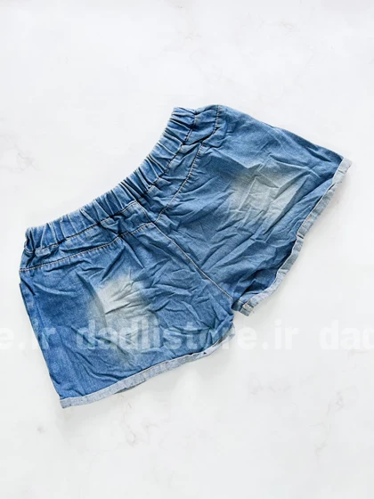 شورتک کوتاه جین کمرکش پاچه پاکتی
