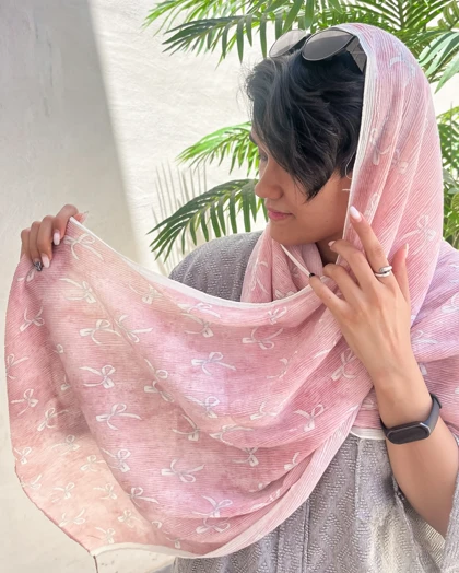 شال برشکا پاپیون صورتی وارداتی 4451