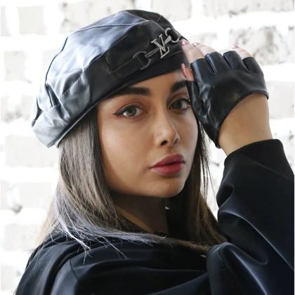 دستکش چرم مشکی مینی