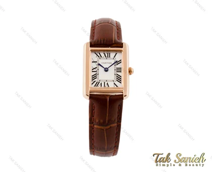 ساعت کارتیه تانک زنانه بند چرم رزگلد Cartier-3522-S-L