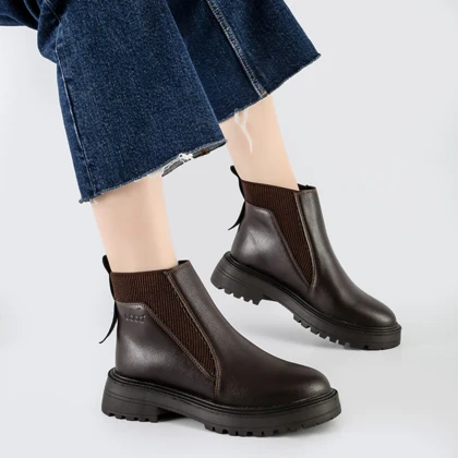 بوت و نیم بوت زنانه و دخترانه مدل اکو ecco کشی رنگ قهوه ای کد M667