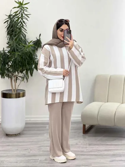 ست بافت راه راه مهناز