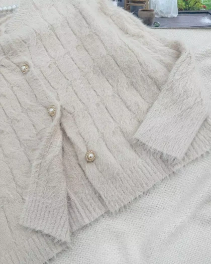 ژاکت بافت موهر تک‌رنگ کد 5930