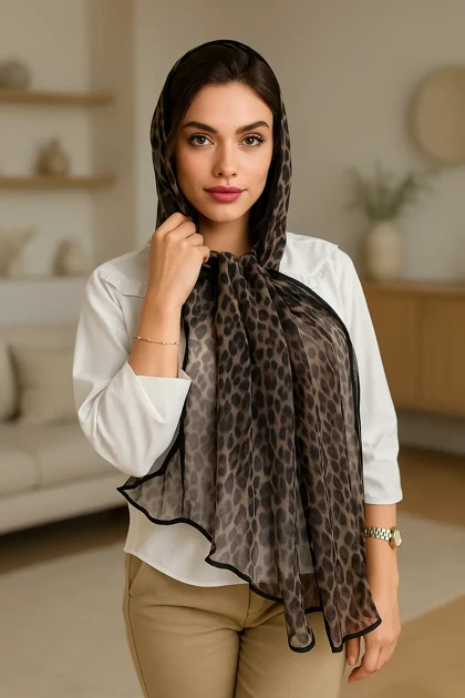 شال توری پلنگی - طرح پلنگی خنک و سبک مناسب استایل روزمره و مجلسی