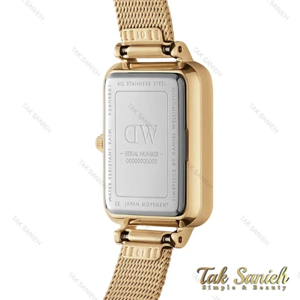 ساعت دنیل ولینگتون زنانه مستطیلی طلایی صفحه صدف نگین‌دار DW-4315-L