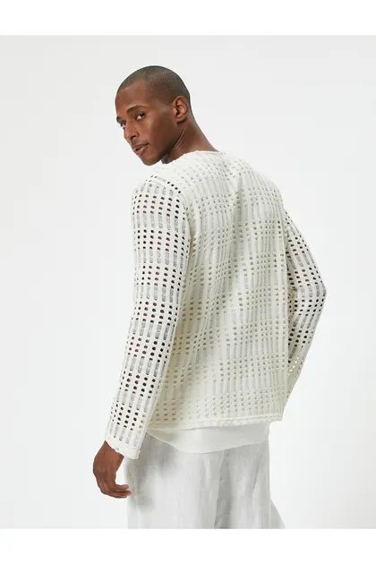 ژاکت روباز با یقه آستین بلند 4SAM70148MK