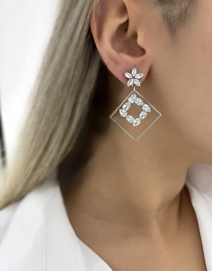 گوشواره مجلسی زنانه آویز لوزی 880