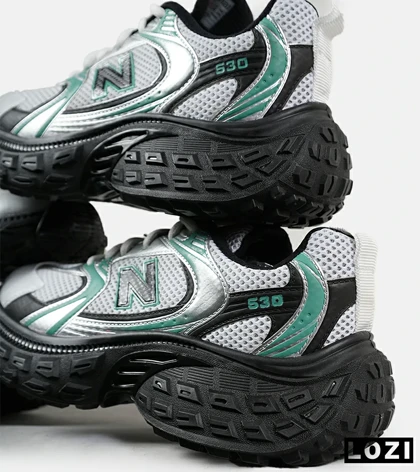 کفش کتانی مردانه و زنانه سفید سبز مشکی NEW BALANCE 530 V02 مدل 7100