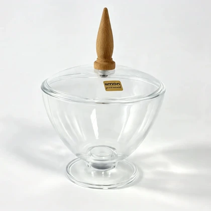 شکلات خوری پایه دار دسته چوبی لیمون