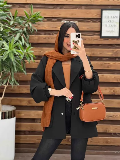 مانتو مازراتی دودکمه آسیتن پفی