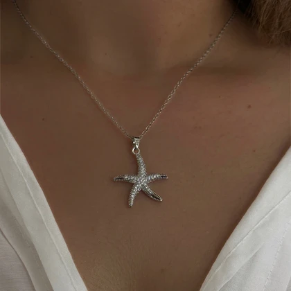 گردنبند زنانه ستاره نگینی کد 890