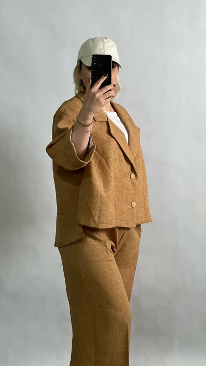 کت و شلوار بگ زنانه جنس شانتون