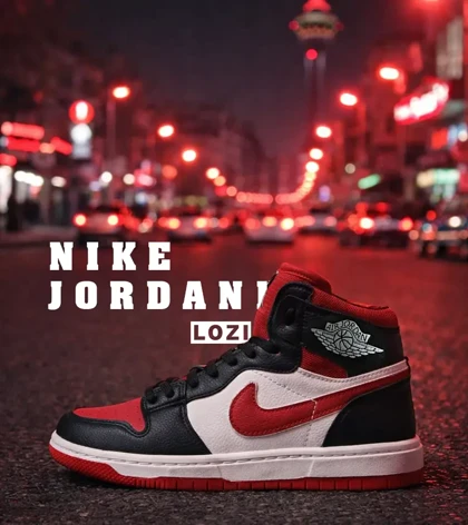 کفش کتانی ساق‌دار زنانه و مردانه سفید مشکی قرمز نایک NIKE jordan 1 مدل 8145