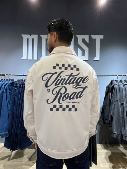 جکت جین سفید / پشت طرح دار (گلدوزی) / برند کچ Catch ترکیه