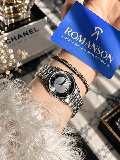 ساعت زنانه صفحه دودی برند ROMANSON موتورژاپنی با کارت ضمانت 12ماهه تصویر دوم ارسال رایگان