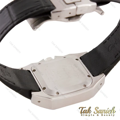 ساعت کارتیر سانتوس 100 زنانه سیلور مشکی بند چرم Cartier-5594-L
