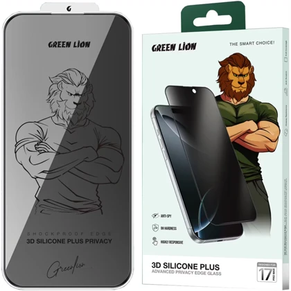 گلس پرایوسی آیفون 17 پرومکس گرین‌لاین Green Lion GN3DSIL17PMBK