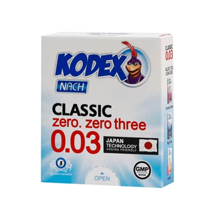 کاندوم فوق العاده نازک 03 کدکس مدل 30 میکرون 3 عدد