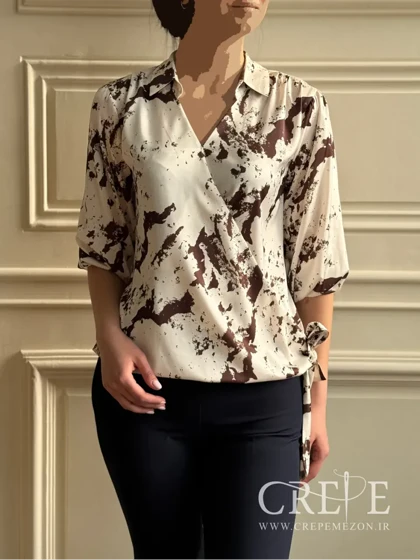 شومیز ساتن سیلک آستین عروسکی