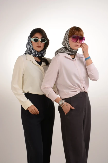 شومیز دکمه مخفی لاوین