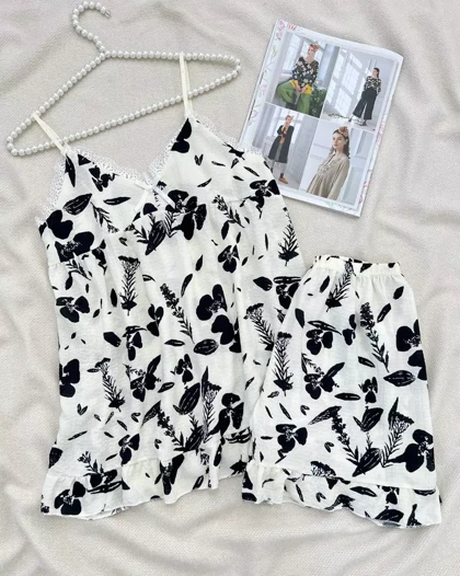 ست تاپ و شلوارک کاپ‌دار کد 5541