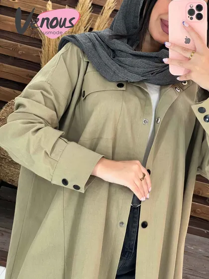 مانتو لینن تک جیب آستین پفی