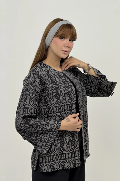 کت زنانه ژاکارد آستین چاک‌دار
