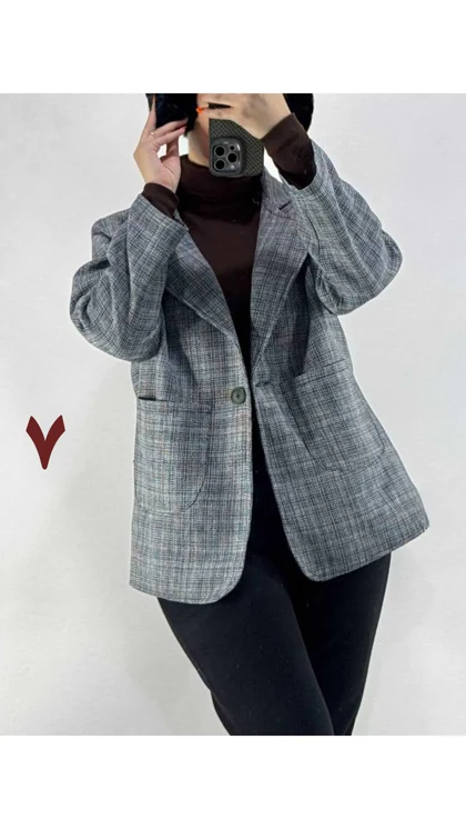 کت دو جیب چهارخونه زنانه 44174